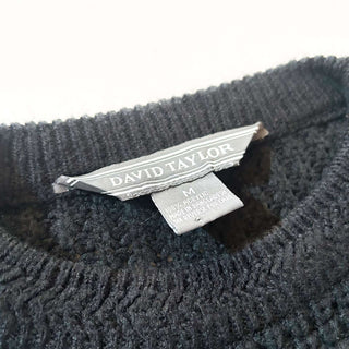80's～90's DAVID TAYLOR 段リブ ソリッド アクリル ニット セーター