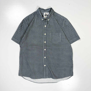 80's～90's KENNINGTON コットン 総柄 3点留め S/S シャツ