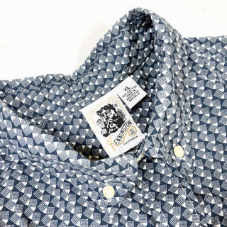 80's～90's KENNINGTON コットン 総柄 3点留め S/S シャツ