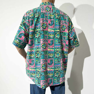80's～90's PRO SPIRIT コットン 総柄 S/S シャツ