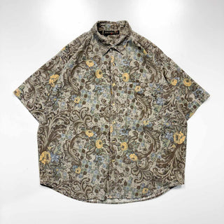 80's～90's THUMS UP コットン 総柄 S/S シャツ