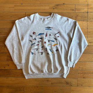 80's〜90's "made in USA" ルアー プリント ラグランスリーブ スウェット シャツ