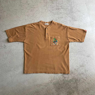 80's〜 BANANA TROPICAL 鹿の子 ヘンリーネック ワンポイント Tシャツ