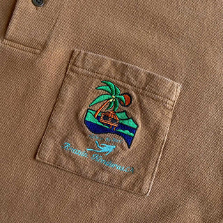 80's〜 BANANA TROPICAL 鹿の子 ヘンリーネック ワンポイント Tシャツ