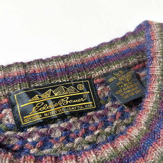 80's～ Eddie Bauer ポップコーン柄 シェットランド ウールニット セーター