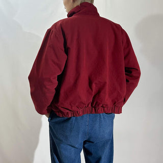 80's～ L.L.Bean バーガンディ レザー切替 キャンバス ブルゾン ジャケット