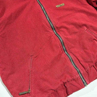 80's～ L.L.Bean バーガンディ レザー切替 キャンバス ブルゾン ジャケット