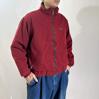 80's～ L.L.Bean バーガンディ レザー切替 キャンバス ブルゾン ジャケット