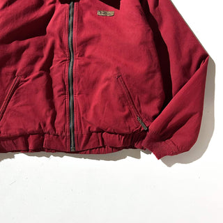 80's～ L.L.Bean バーガンディ レザー切替 キャンバス ブルゾン ジャケット