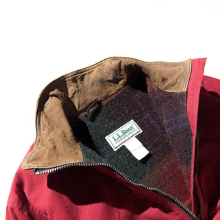 80's～ L.L.Bean バーガンディ レザー切替 キャンバス ブルゾン ジャケット