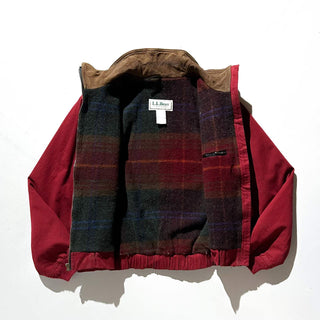80's～ L.L.Bean バーガンディ レザー切替 キャンバス ブルゾン ジャケット