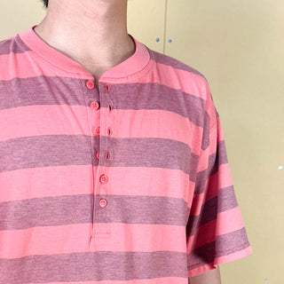 80's PB&Co ヘンリーネック 太ボーダー Tシャツ