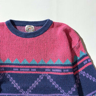 80's～ concept clothing company リネン×コットン 総柄 ニット セーター