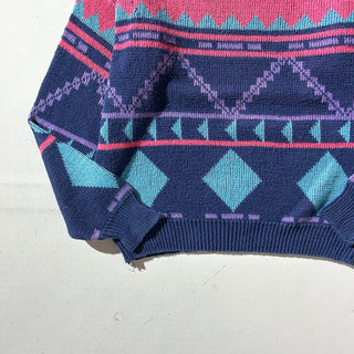 80's～ concept clothing company リネン×コットン 総柄 ニット セーター