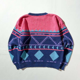 80's～ concept clothing company リネン×コットン 総柄 ニット セーター