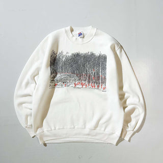 80's～ "made in USA" JERZEES B.Johnson "A Day in the Wilderness" アート プリント スウェット シャツ