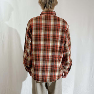80's "made in PORTUGAL" BIGMAC ブラウン チェック L/Sネルシャツ