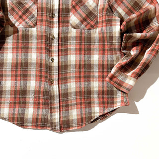 80's "made in PORTUGAL" BIGMAC ブラウン チェック L/Sネルシャツ