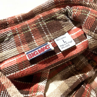 80's "made in PORTUGAL" BIGMAC ブラウン チェック L/Sネルシャツ