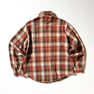 80's "made in PORTUGAL" BIGMAC ブラウン チェック L/Sネルシャツ