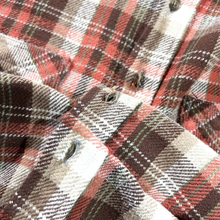 80's "made in PORTUGAL" BIGMAC ブラウン チェック L/Sネルシャツ