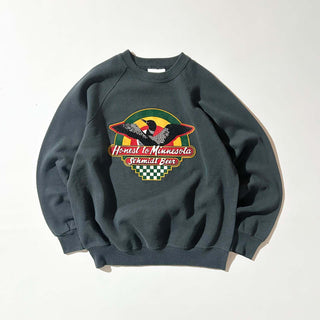 80's "made in USA" BASSETT-WALKER フェード フロッキープリント スウェット シャツ