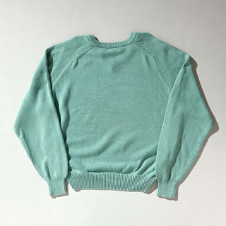 80's "made in USA" Eddie Bauer パステルブルー コットン ドリフタータイプ Vネック ニット セーター
