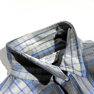 80's "made in USA" FIVE BROTHER チェック L/S ネルシャツ(ブルー×ブラック)