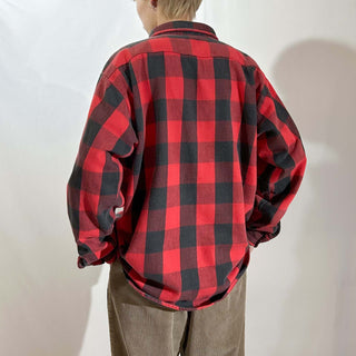 80's "made in USA" FIVE BROTHER バッファロー チェック L/S ネルシャツ(レッド×ブラック)