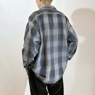 80's "made in USA" FIVE BROTHER チェック L/S ネルシャツ(ブルー×ブラック)