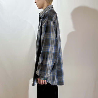 80's "made in USA" FIVE BROTHER チェック L/S ネルシャツ(ブルー×ブラック)