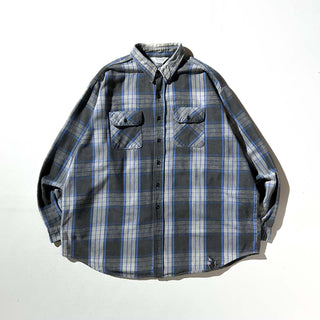 80's "made in USA" FIVE BROTHER チェック L/S ネルシャツ(ブルー×ブラック)