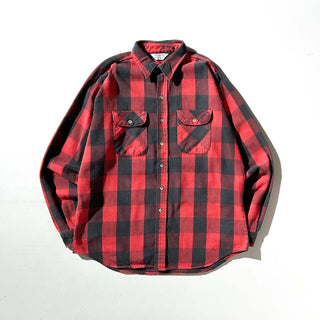 80's "made in USA" FIVE BROTHER バッファロー チェック L/S ネルシャツ(レッド×ブラック)