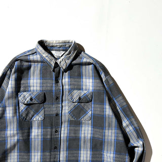 80's "made in USA" FIVE BROTHER チェック L/S ネルシャツ(ブルー×ブラック)