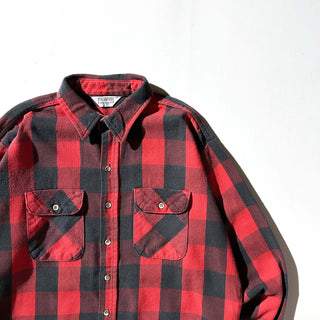 80's "made in USA" FIVE BROTHER バッファロー チェック L/S ネルシャツ(レッド×ブラック)