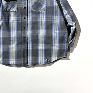 80's "made in USA" FIVE BROTHER チェック L/S ネルシャツ(ブルー×ブラック)