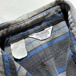 80's "made in USA" FIVE BROTHER チェック L/S ネルシャツ(ブルー×ブラック)