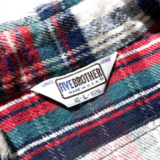 80's "made in USA" FIVE BROTHER チェック L/S ネルシャツ(レッド×グリーン×ホワイト)