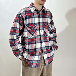 80's "made in USA" FIVE BROTHER チェック L/S ネルシャツ(レッド×グリーン×ホワイト)