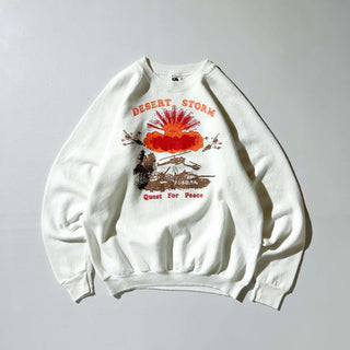 80's "made in USA" FRUIT OF THE LOOM DESERT STORM ラグラン プリント スウェットシャツ