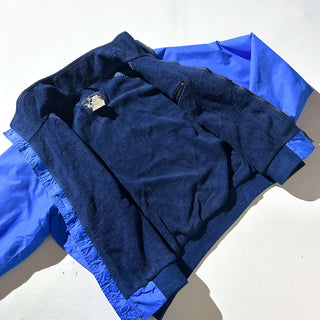 80's "made in USA" WOOLRICH ヒヤシンスブルー 裏フリース ウォームアップタイプ ナイロン シェル ジャケット