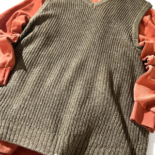 90's KINGSIZE ブラウン メランジ ニット ベスト
