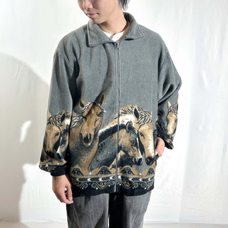 90's MAZMANIA 馬 アニマル フリース ジャケット