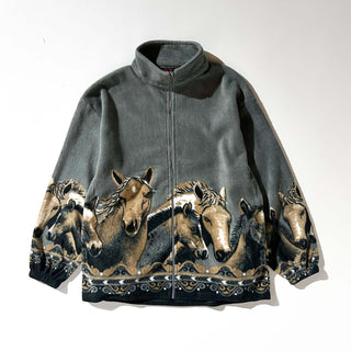90's MAZMANIA 馬 アニマル フリース ジャケット
