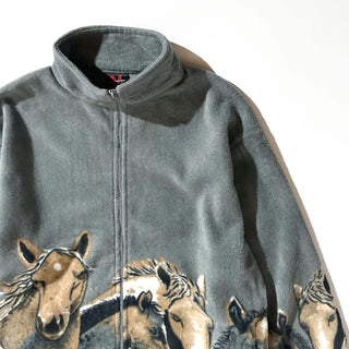 90's MAZMANIA 馬 アニマル フリース ジャケット