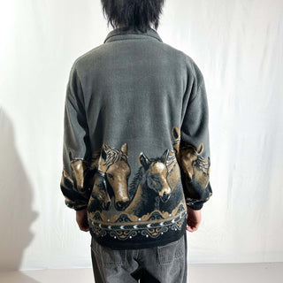 90's MAZMANIA 馬 アニマル フリース ジャケット