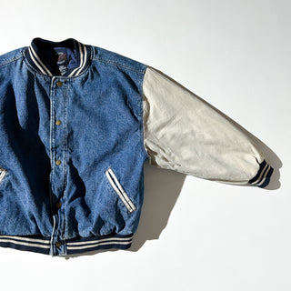 90's SAUGATUCK "極太アーム" 裏キルティング デニムスタジャン ブルゾン ジャケット