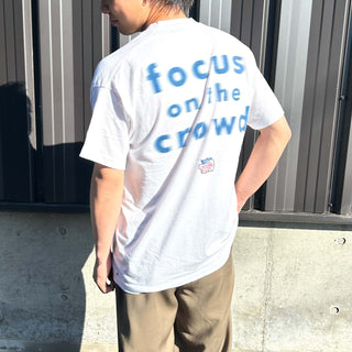 90's "made in USA" FRUIT OF THE LOOM "focus on the crowd" モーションブラー 両面プリント Tシャツ