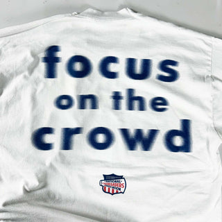 90's "made in USA" FRUIT OF THE LOOM "focus on the crowd" モーションブラー 両面プリント Tシャツ