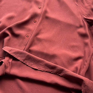 00's ORVIS ボックスシルエット ブラウン シルク L/Sシャツ